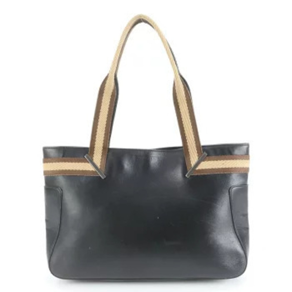 Gucci Leather Tote Bag Shoulder Handbag Black RUE